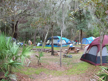 Tent campers at our on-site primitive campground